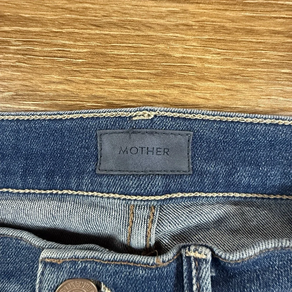 MOTHER Weekender Flare Jeans Women 27 Blue Mid Rise Stretch Boho Y2K Festival - Picture 3 of 13